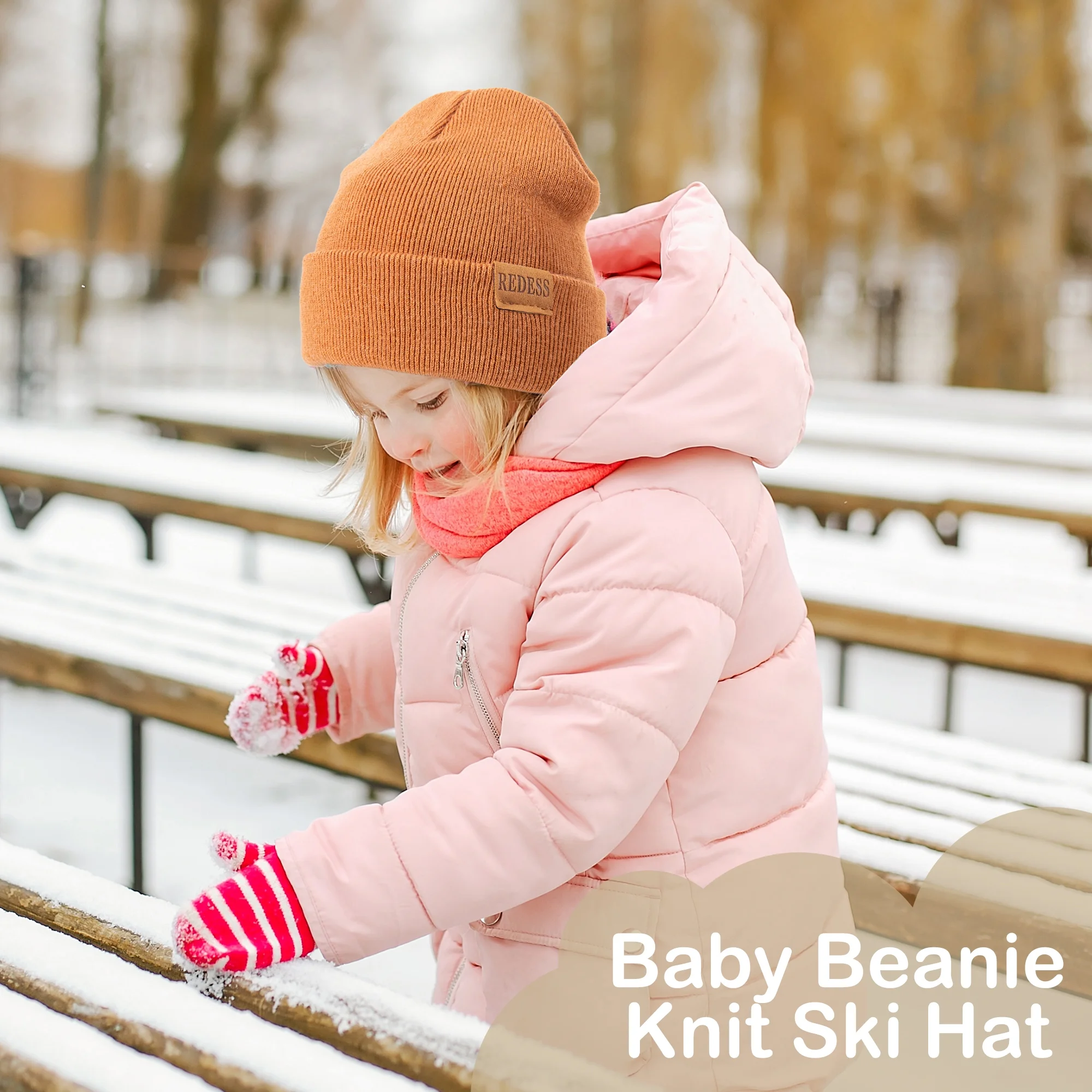 REDESS 3 pack Kids Warm Winter Knit Cuffed Beanie Hat for Boy and Girl 0-3 Year Old - Image 4