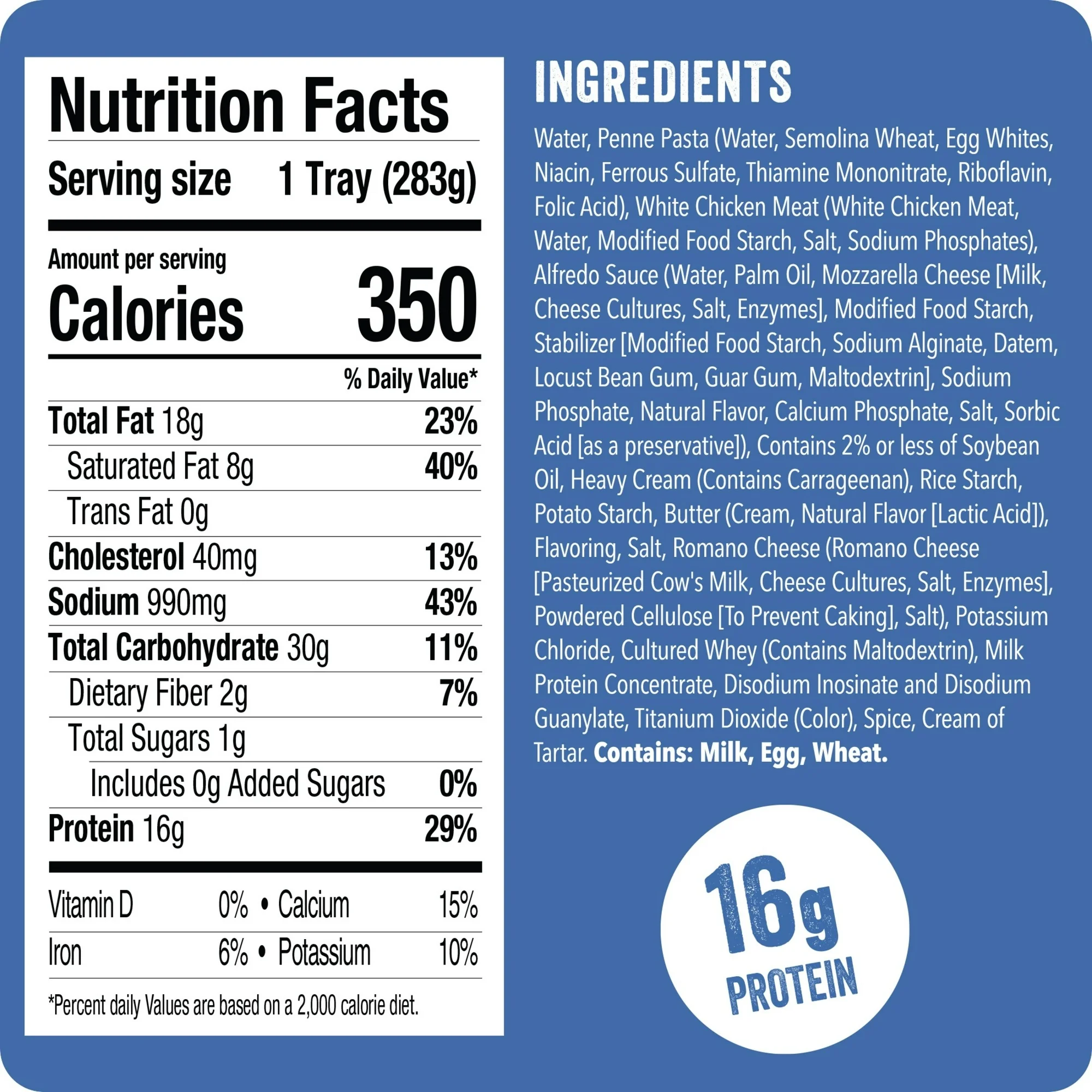 HORMEL COMPLEATS Chicken Alfredo, Shelf-Stable, Packaged Meals, 16 grams Protein, 10 oz Plastic Microwaveable Tray - Image 2
