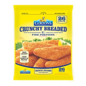 Gorton’s Crunchy Breaded Fish Portions, Wild Caught Pollock with Crunchy Panko Breadcrumbs, Frozen, 26 Count, 50 Ounce Resealable Bag