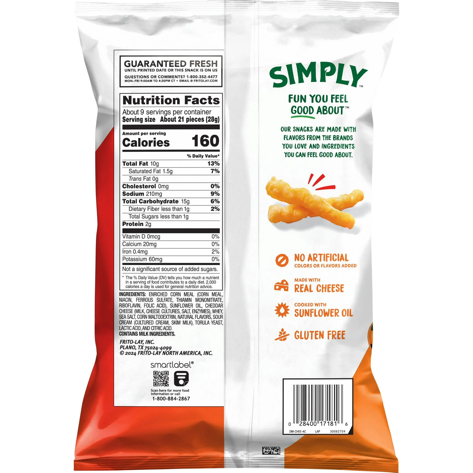 Simply Cheetos White Cheddar Crunchy Cheese Flavored Snacks, 8.5 oz Bag - Image 8