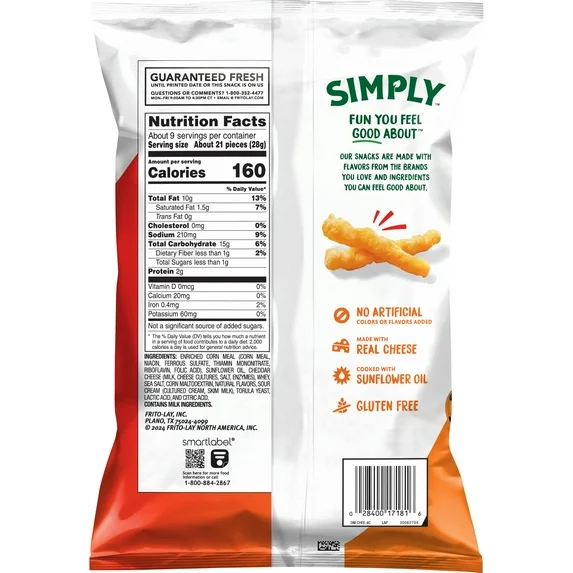Simply Cheetos White Cheddar Crunchy Cheese Flavored Snacks, 8.5 oz Bag - Image 2