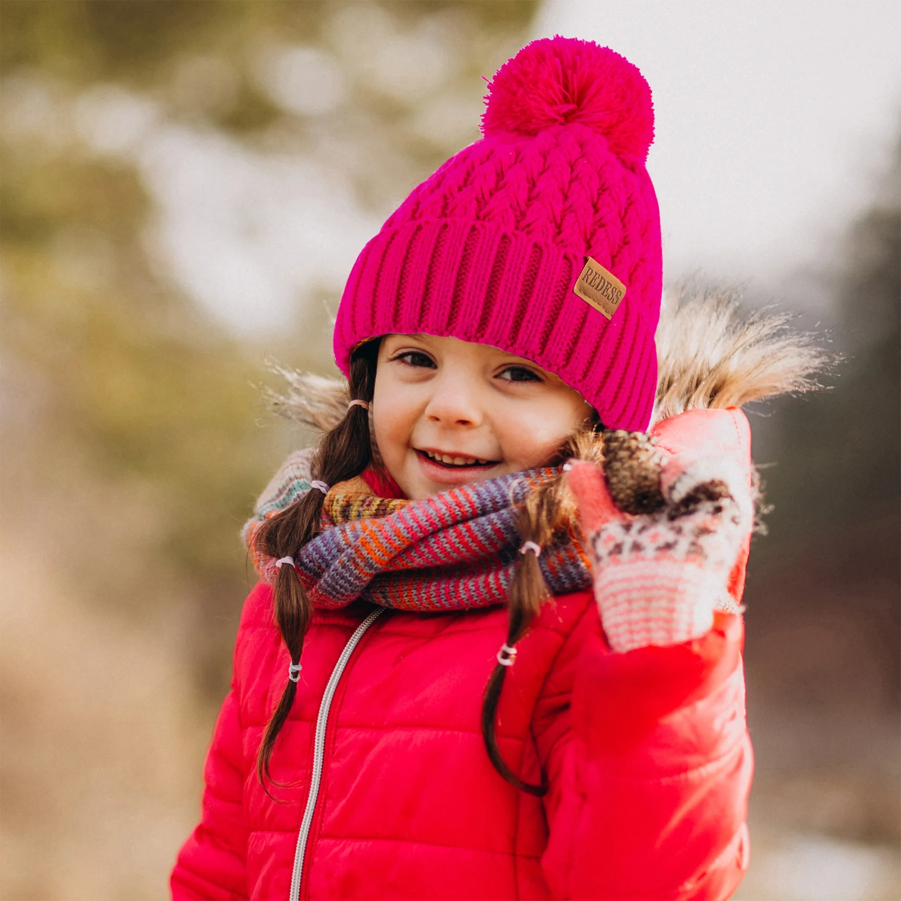 REDESS Kids Winter Beanie Hat, Knit Skull Cap for Girls Boys 3-9 Years Old - Image 5