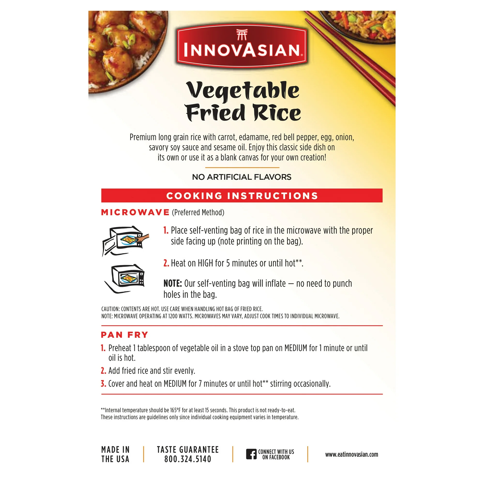 InnovAsian Vegetable Fried Rice, 18 oz (Frozen Meal) - Image 2
